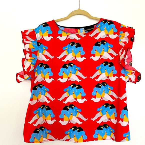 Double Ladies ruffle sleeve top by Nooworks!